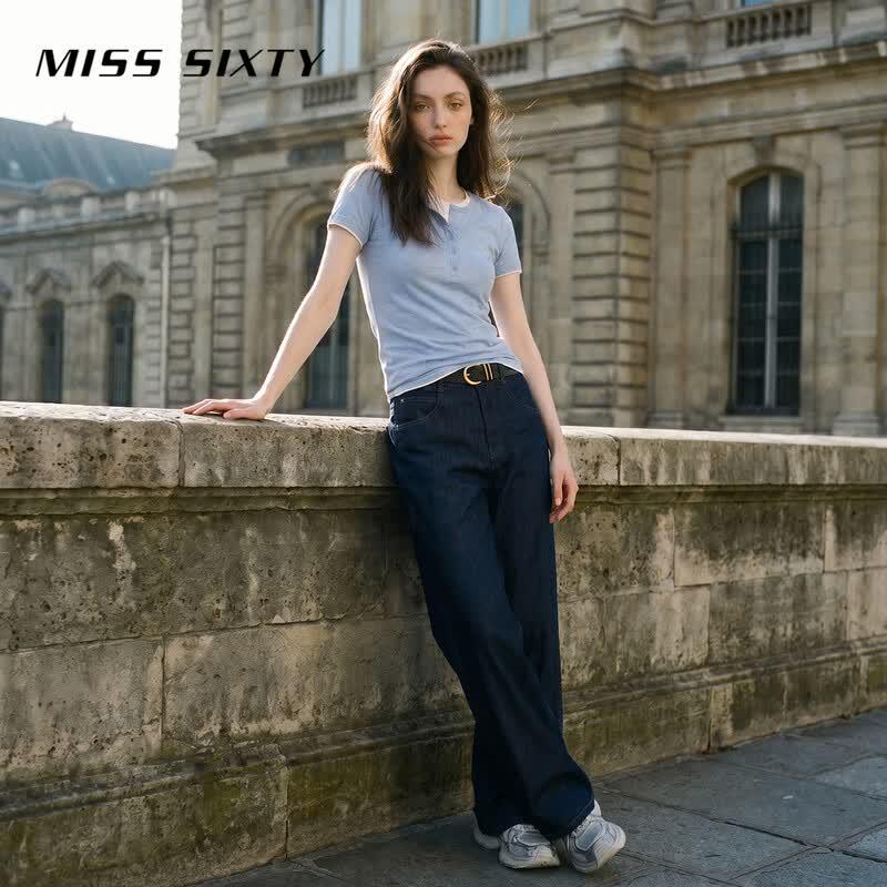 MISS SIXTY Women's Tencel-Linen Blend Wide-Leg Jeans