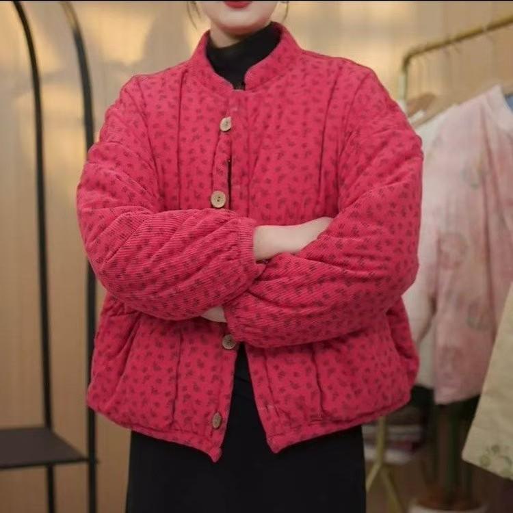 Women's Mid-Age & Elderly Casual Plus-Velvet Warm Jacket - Stylish Cotton Winter Coat