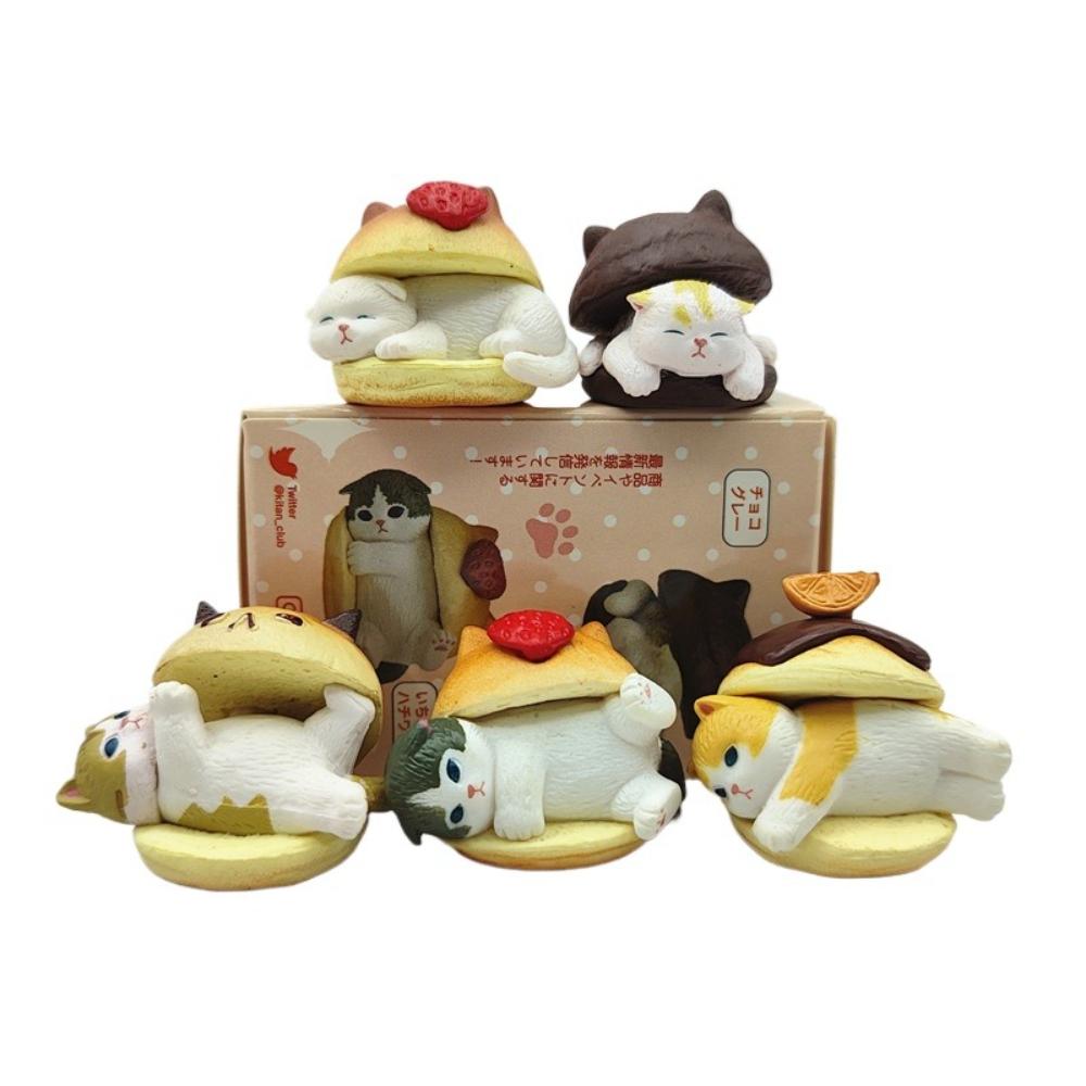 Mofusand Cat Hamburger Blind Box Car Dashboard Decor Home Desktop Ornament Kawaii Animal Collectible Figure Toy for Kids Gifts