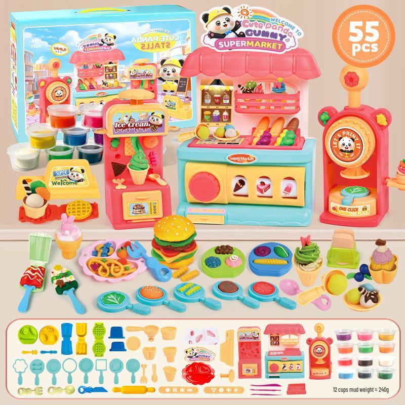 Kids  Pretend Play Cooking Set - Simulation Kitchenware with Play-Doh Colored Clay