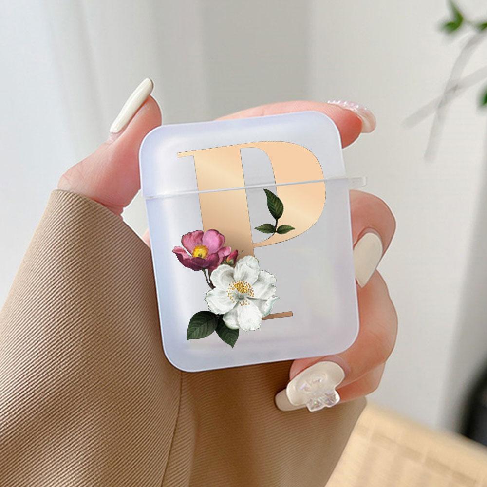 Cute Gold 26 Letters A Z Earphone Case for Airpods 4th 3rd Pro 3 2 Shockproof Cover for Airpod 2 3 1 Protective Accessorie Shell