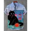 Men's Sunflower Cat All Over Art Print Shirts 3D Anime Hawaiian Shirt Men Women Short Sleeve Lapel Blouse Oversized Y2k Top