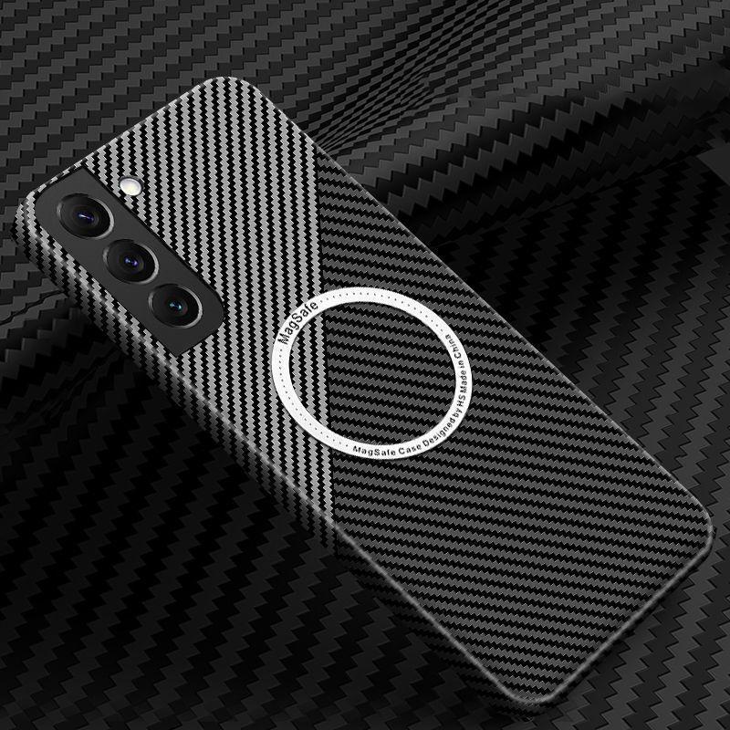 Suitable for Samsung S24 Ultra Carbon Fiber Mobile Phone Case Magnetic Suction S22 Ultra Thin Kevlar Anti Fall S23 Protective Case
