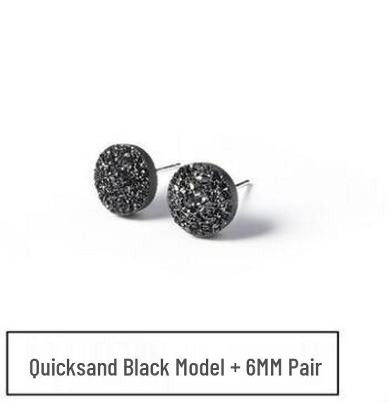 Men's Black Crystal Cluster Earrings - Simple Korean Style with Personality