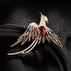 Luxury Copper Micro Inlaid Cubic Zirconia Chinese Style Phoenix Brooch Suit Clothing Accessories