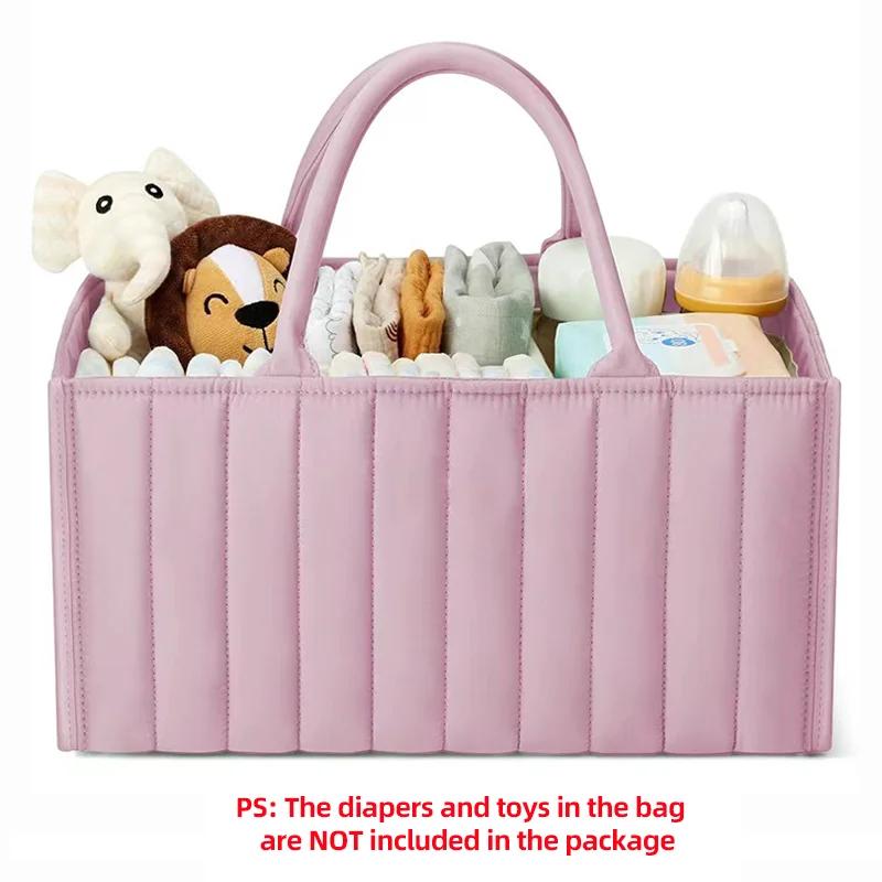 

Портативная сумка-органайзер для детских подгузников, складные контейнеры для подгузников большой вместимости, удобная для путешествий сумка для хранения детских принадлежностей розовый