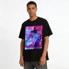 Cyberpunk Style Soul Embrace Printed Couple T-Shirts Trendy Neon Tone Loose Casual Short Sleeve Tops Pure cotton T-shirt