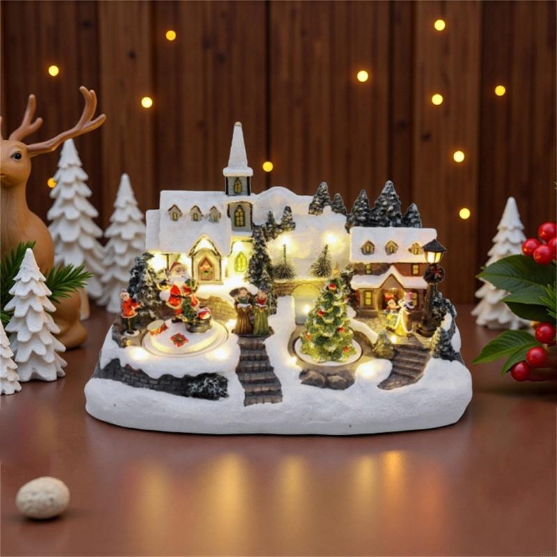 Christmas Themed Glowing Resin Castle Decoration For Home Tabletop Holiday Gatherings And Family Celebration