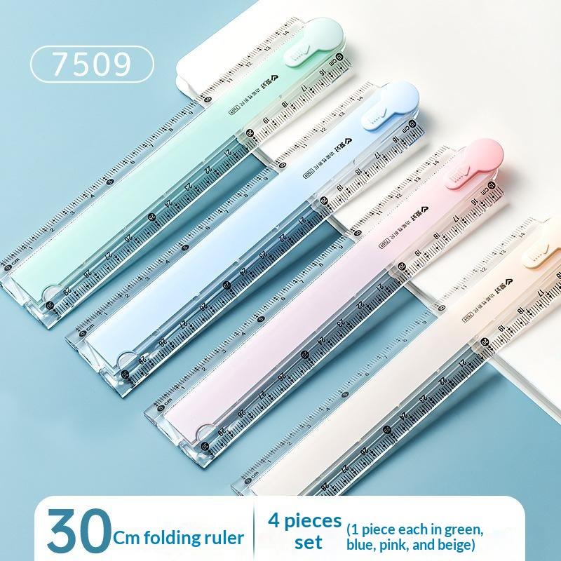 1Pcs Multifunctional Folding Ruler, 4 Colors Available, Clear Scale, Portable For Geometry Drawing & Measuring At School Home