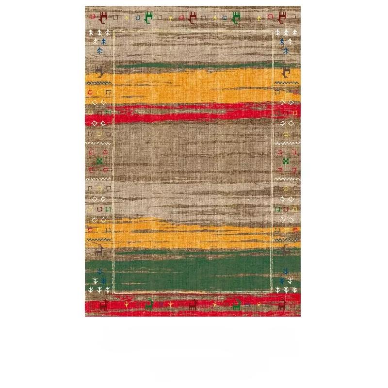 Bohemian Style Living Room Carpet Colorful Stripes Bedroom Rugs Easy Care Luxury Decorative Rugs Washable Large Size Carpets