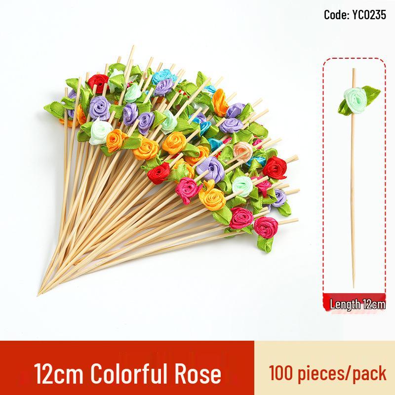 Creative Bamboo Fruit & Flower Picks for Parties, Cocktails, Burgers, & Easter Decorations