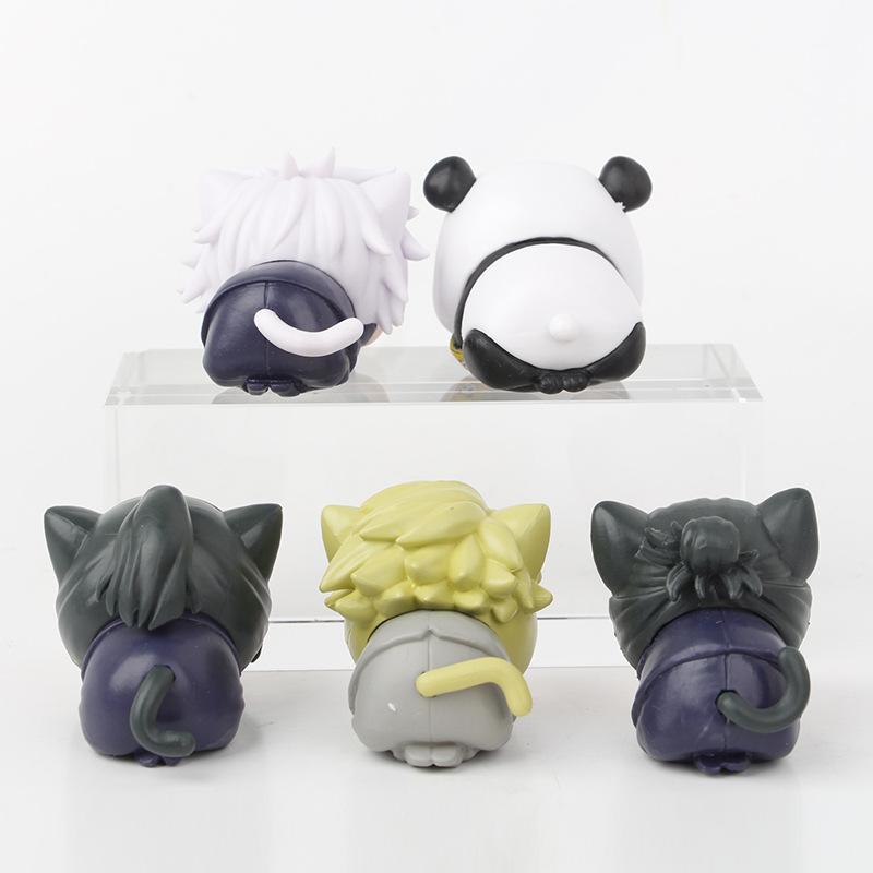 6CM Jujutsu Kaisen Anime Figure Itadori Yuji Satoru Gojo Napping Cat PVC Q Version prone 4Pcs/Set Model Toys Gift Collection
