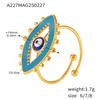 Qiong Yao Demon Eye Enamel Open Ring: 18k Gold-Plated Titanium Steel Adjustable Fashion Accessory