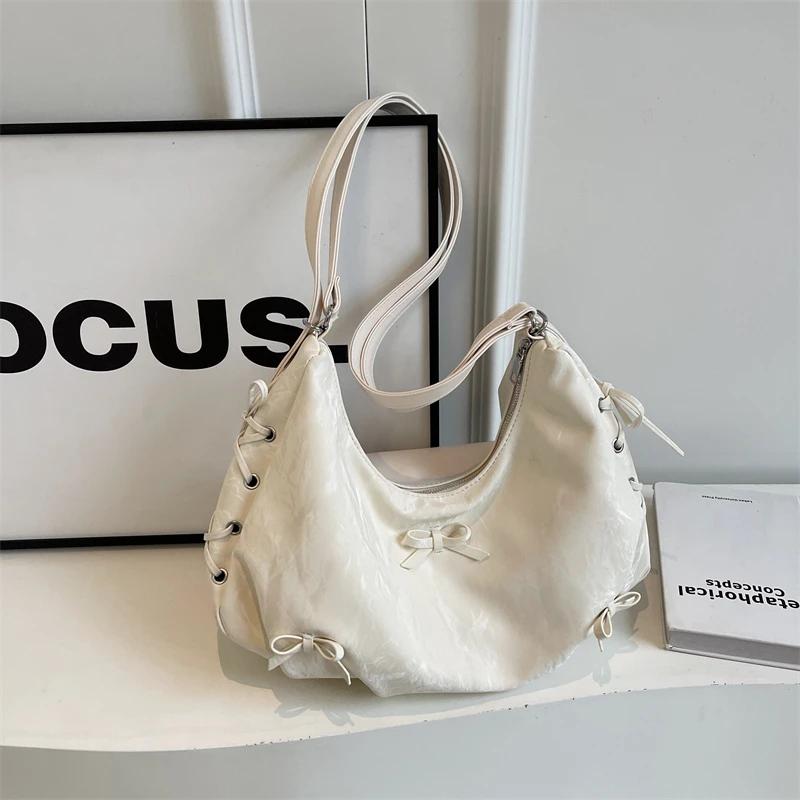 Solid Interior Compartment Casual  Bags Bow Tie Large Capacity  Hot Sale Bags for Women Zipper Pu Women's Handbags