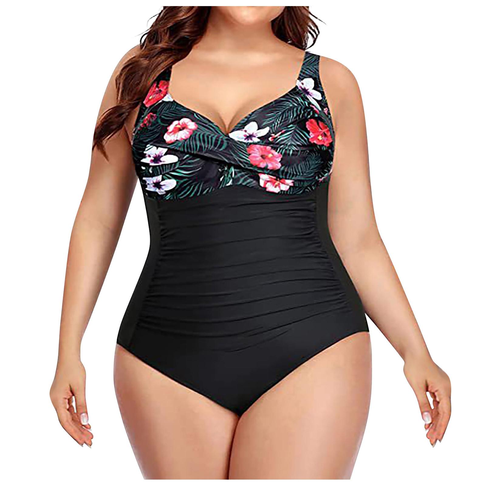 

Модный цельный купальный костюм больших размеров с принтом и накладкой на грудь и без стального бюстгальтера XXXXL красный