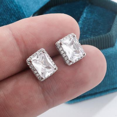 Hot Selling Square Zircon Earrings for Women Fashion Shiny AAAA Zircon Jewelry Gifts Fine Jewelry Party Anniversary Gifts