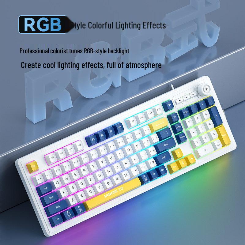 Three Giants Wired Gaming Keyboard & Mouse Set - Mechanical Feel, High Aesthetic Value for Esports, Laptop, & Office Use