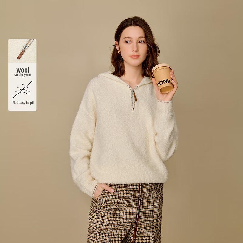 

Женский свитер INMAN с капюшоном на молнии из смесовой шерсти L