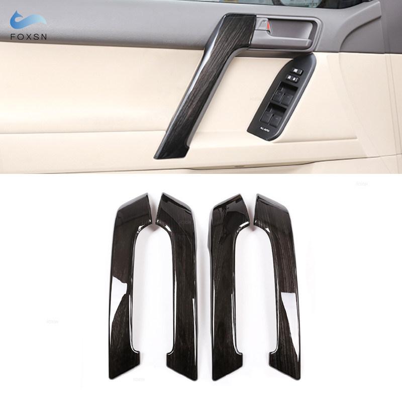 For Toyota Land Cruiser Prado FJ150 150 2010- ABS Chrome / Black Wood Style Car-styling Inner Door Pull Handle Cover Trim