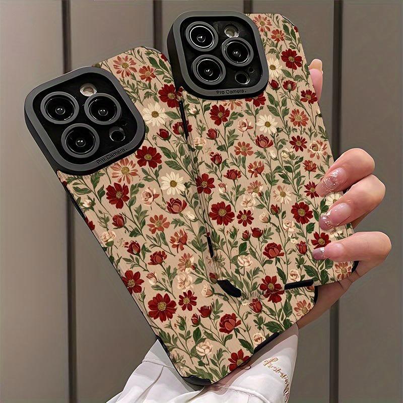 Retro Floral Pattern Design Phone Case Suitable for iPhone 14 13 12 11 7 8 Pro/ Max /Plus X XS XR Anti-fall and Shockproof