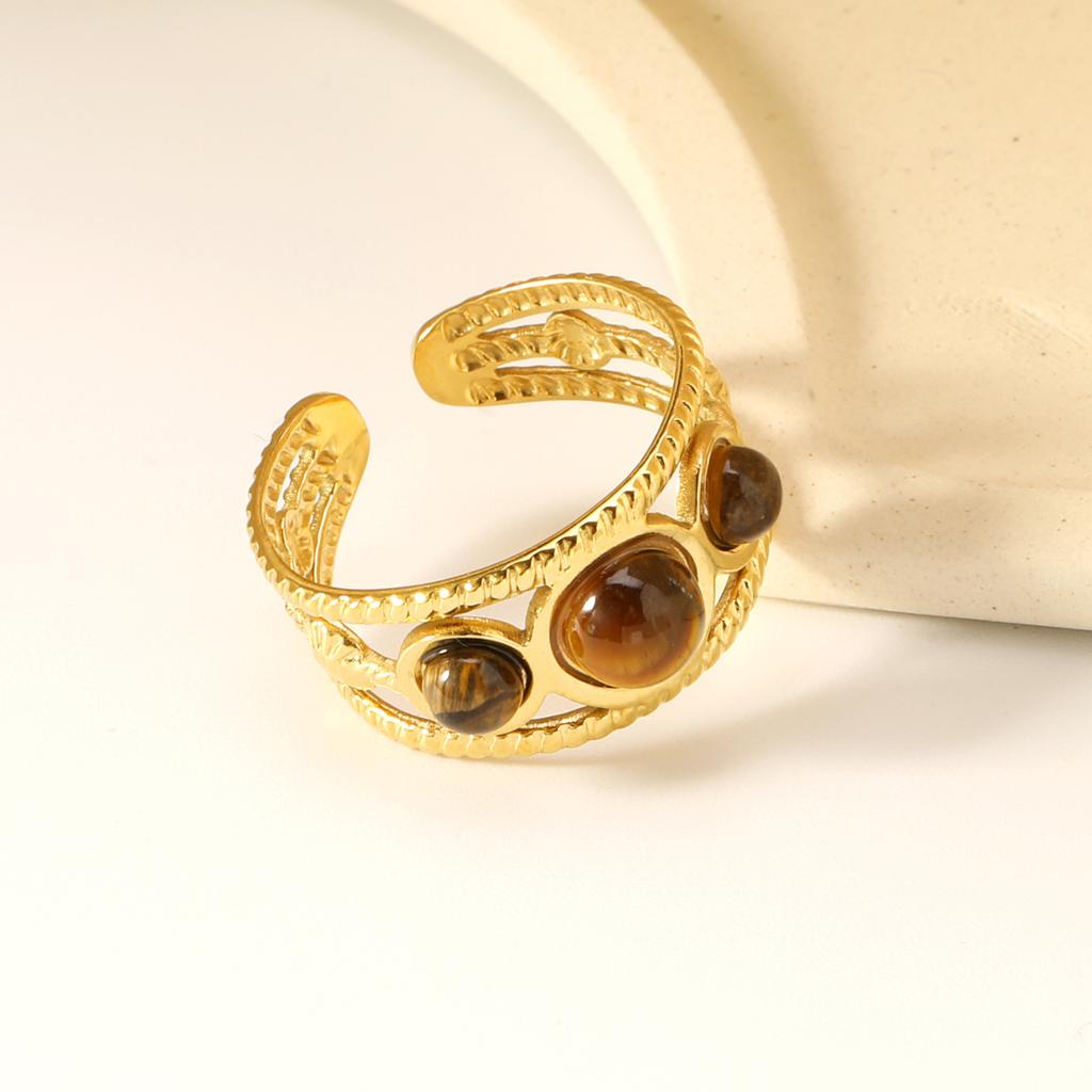 New Titanium Steel Adjustable Open Ring for Women, 18K Gold Plated Minimalist No Fade Luxury Band
