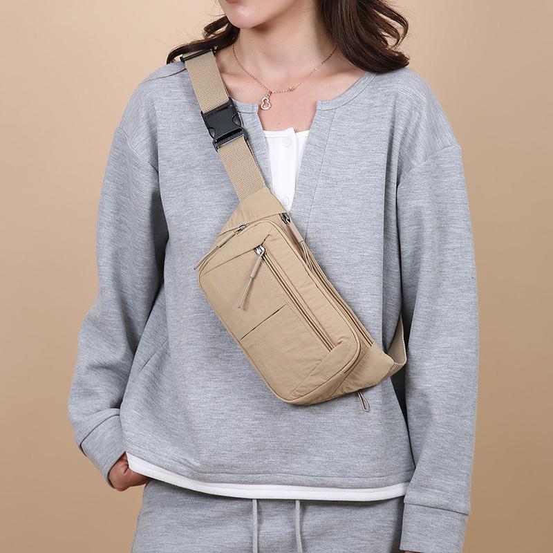 Women's Waterproof Nylon Convertible Waist Pack with Adjustable Strap Large Capacity Crossbody Chest Bag for Outdoor Activities