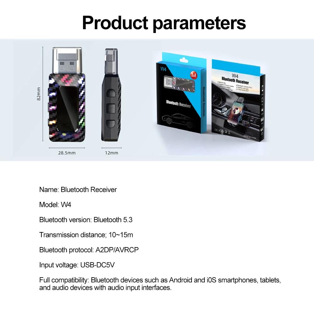 TF Card Aux Bluetooth 5.3 Receiver USB Dongle Cable Wireless Handsfree Kit 3.5mm Jack Audio Transmitter For Mp3 Player Car Radio