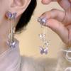 1Pc Elegant Sexy Red Butterfly Drop Dangle Earrings with Rhinestones Alloy Tassel Long Earrings Fashionable Ear Needle