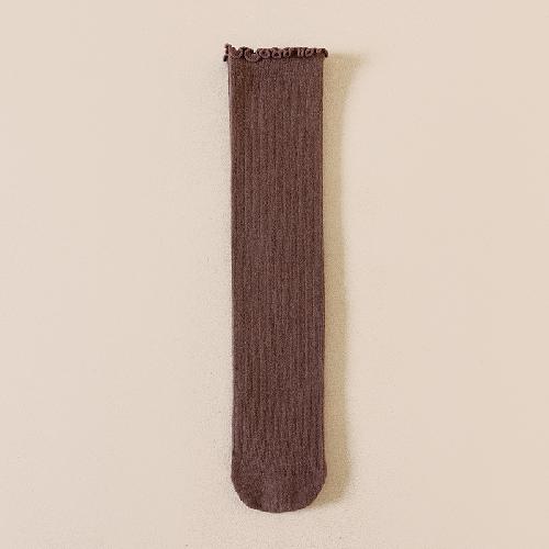 Autumn Children's Wooden Ear Long Tube Pile Socks Calf Socks Autumn and Winter Solid Color Vertical Over-the-knee Socks