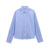 Women's European-American Striped Double-Breasted Long Sleeve Shirt - 2025 Spring Fashion
