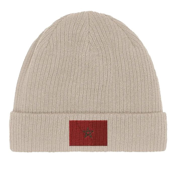 Bonnet Drapeau Maroc En Beige