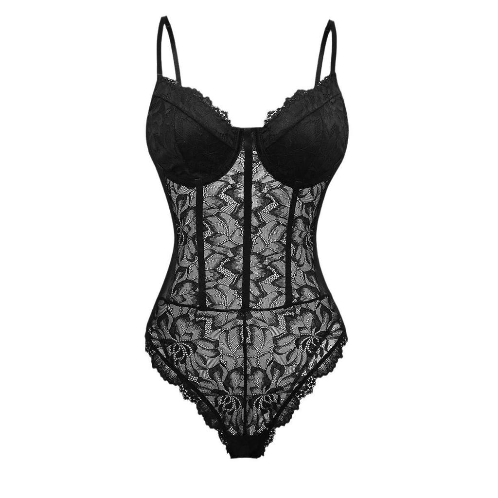 Europäischer & Amerikanischer Spitzenbesatz Mesh Rückenfreier Body 60427 - Sexy & Figurbetont