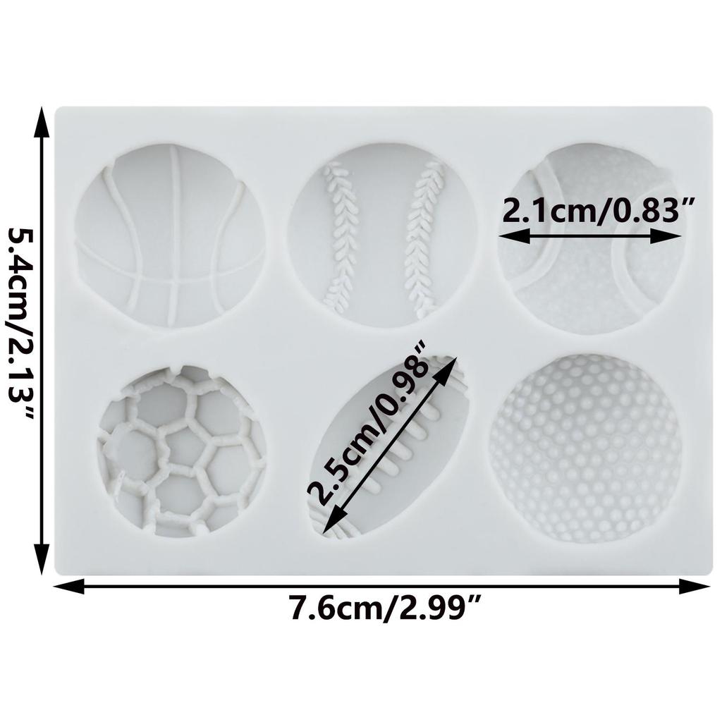 Football Basketball Silicone Mold Baseball Rugby Volleyball Fondant Molds Cake Decorating Tools Cupcake Topper Candy Clay Chocolate Gumpaste Mold