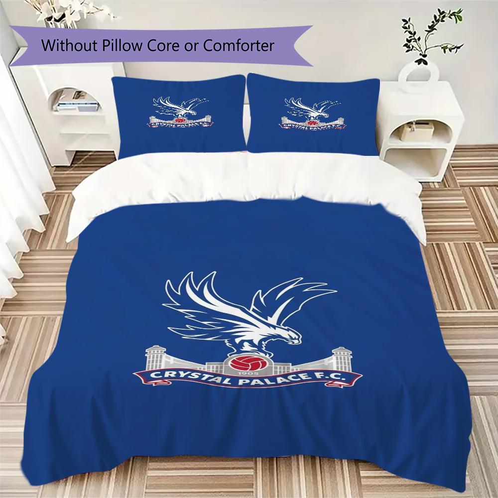 Crystal Palace FC Pattern Bedding uilt Set uilt Cover Pillowcase Home Decoration Birthday Gift (1 * duvet cover + 2 * pillowcase without core)
