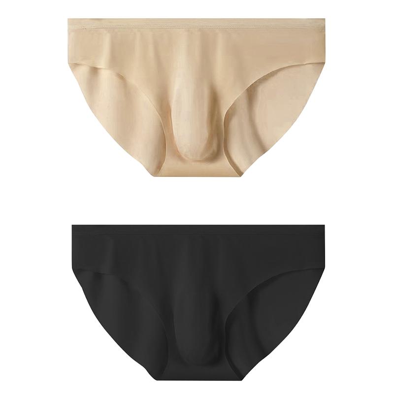 2 Pcs Ice Silk Seamless Briefs For Men Ultra-thin Breathable Stretchable Underpants Fashion Comfortable Underwear L-3XL