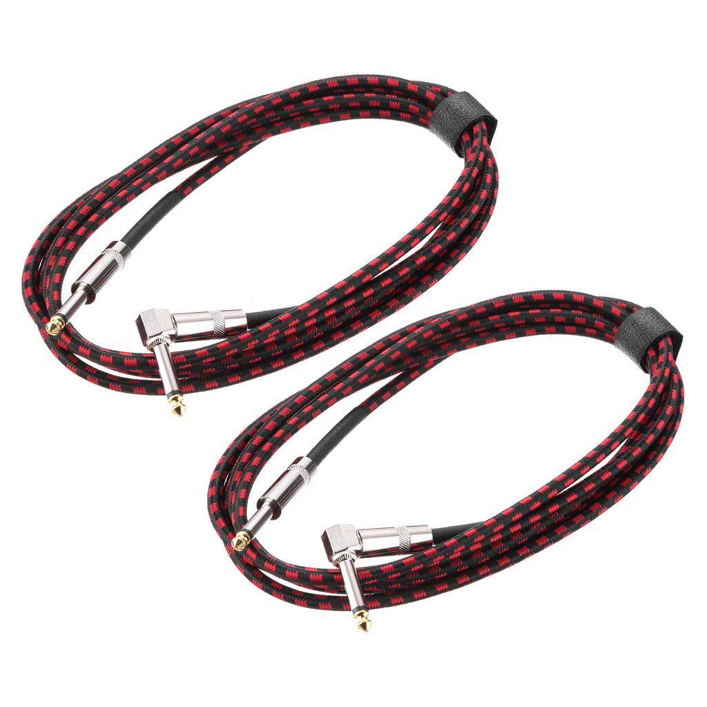 uxcell 2-Piece Guitar Instrument Cable, 10 Feet, 14" to 14" 6.35mm Straight to Right-Angle Jack Stereo Audio Interconnect Cord, Balanced Line for