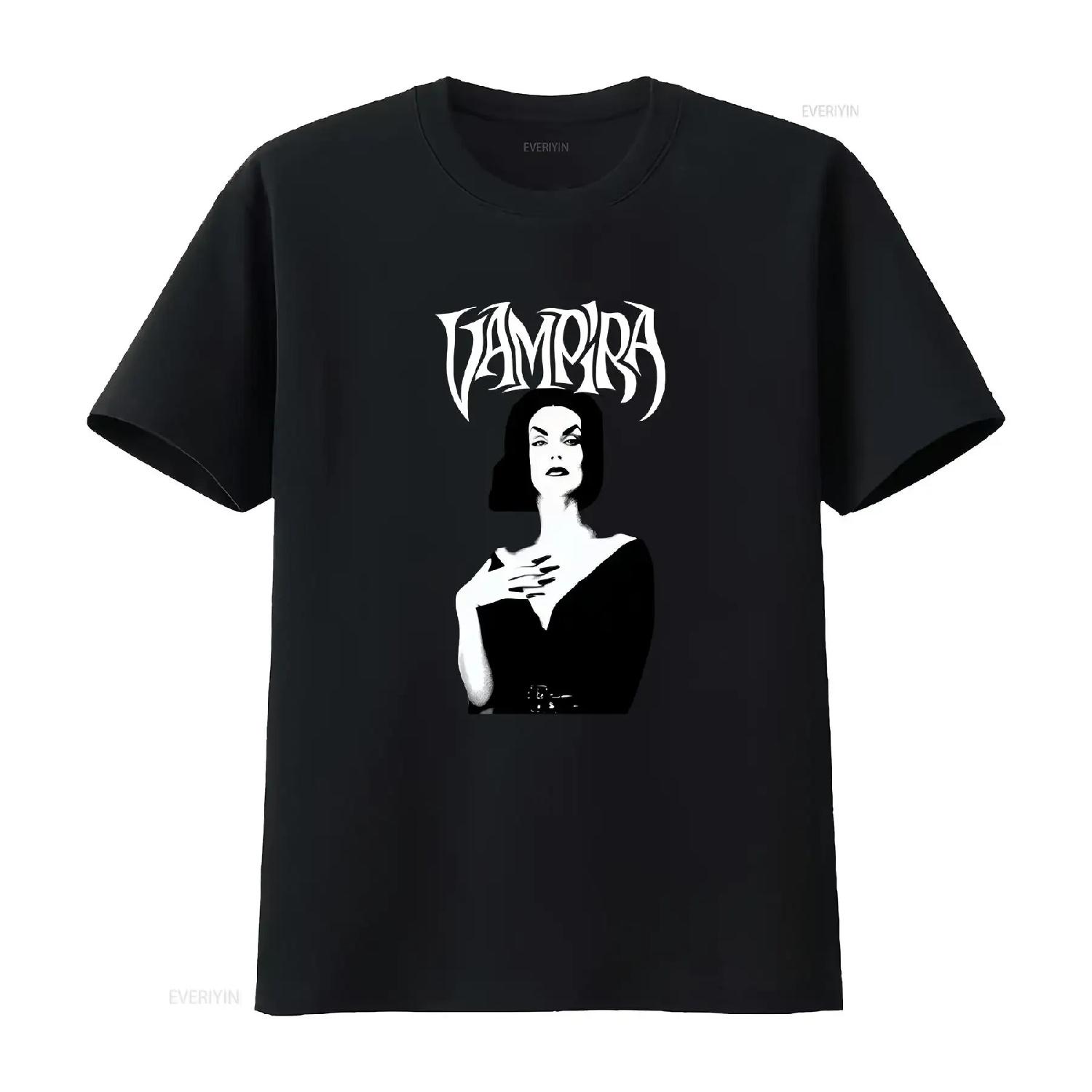 

Vampira Ужасы Ведущий Готический Футболка Вампир Хэллоуин Пастельный Гот Одежда Мягкий Гранж винтажный Стиранный с принтом Повседневный S чёрный