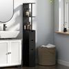 Bathroom Column Cabinet with Drawers and Open Shelves, 15 X 33 X 136.8 Cm, Black
