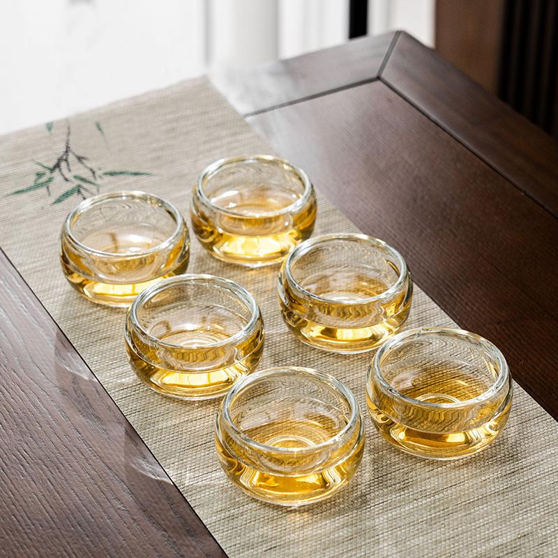 Tea Pot with Bamboo and Wood Handles Made of Borosilicate Glass Tea Cups Set and Capable of Open Flame Tea and Water Separation