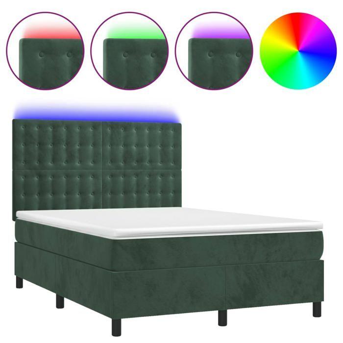 VidaXL Slat Bed Base with Mattress and LED, Upholstered Bed, Double Bed, Adult Bed for Interior Bedroom, 3136368