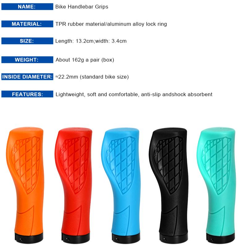 Bicycle Grips Soft Rubber For MTB Mountain Bike Handlebar Cover Shockproof Anti-Slip Ergonomic Lock On Cycling Handle Bar Grips