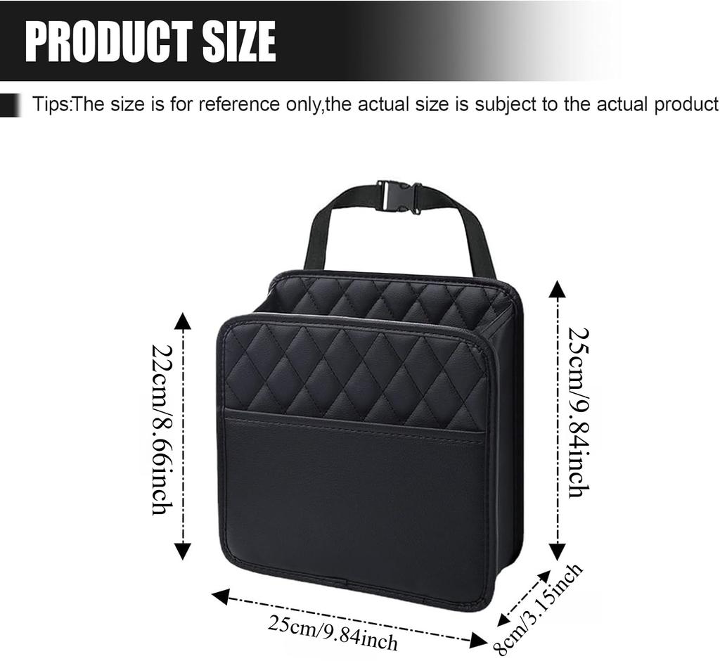 Car Seat Organizer Backrest PU Leather Waterproof Universal Fit Hanging Storage Bag Multi Pocket Kick Mat Travel Accessories