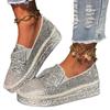Women's Shoes One-pedal Lazy Muffin Platform Casual Single Shoes Spring and Summer New Rhinestone Bow