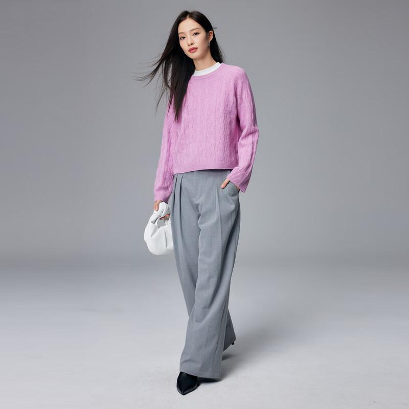 Paluo Women's 7-Gauge Cashmere Loose-Fit Hollow-out Pullover Sweater