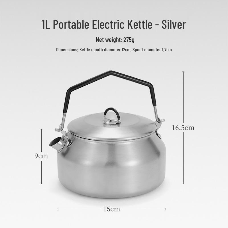 1L Portable Stainless Steel Camping Teapot with Spout