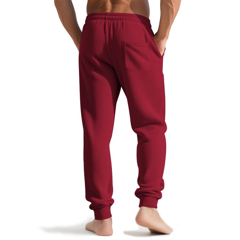 Pantaloni Jogger da Uomo a Nido d'Ape Coulisse Vita Elastica Polsini a Costine Casual Loungewear Aderenti Pantaloni da Tuta