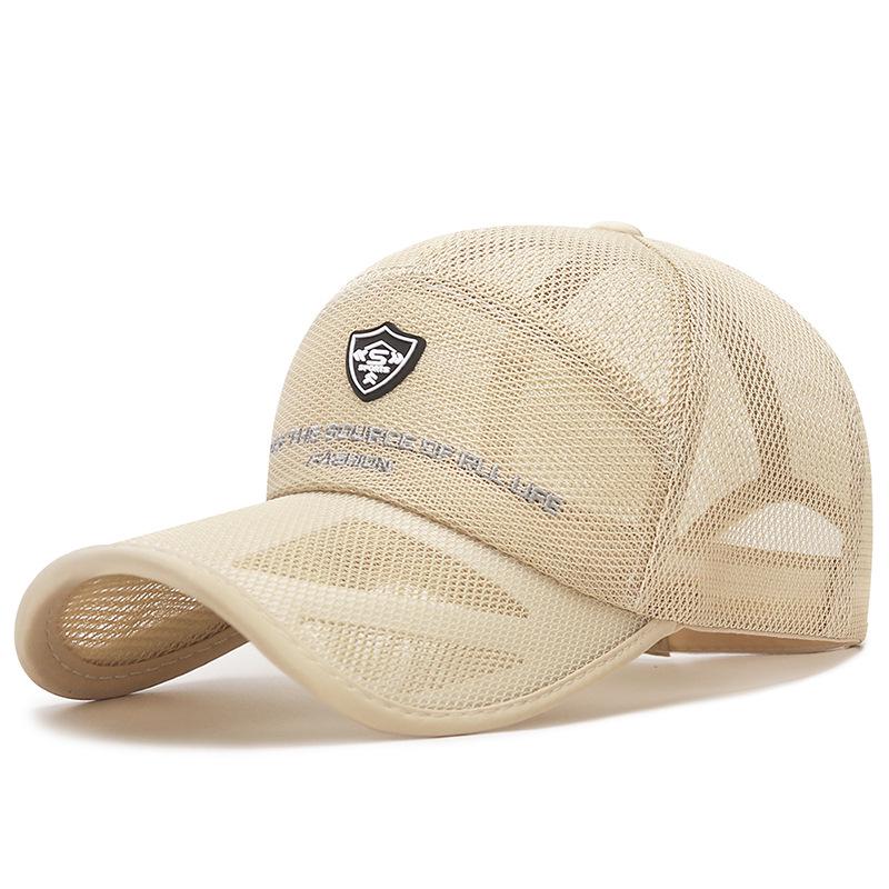 Breathable Mesh Sun Protection Summer Hat for Men & Women - Outdoor Fishing Cap with Hollow Brim & Leather Label