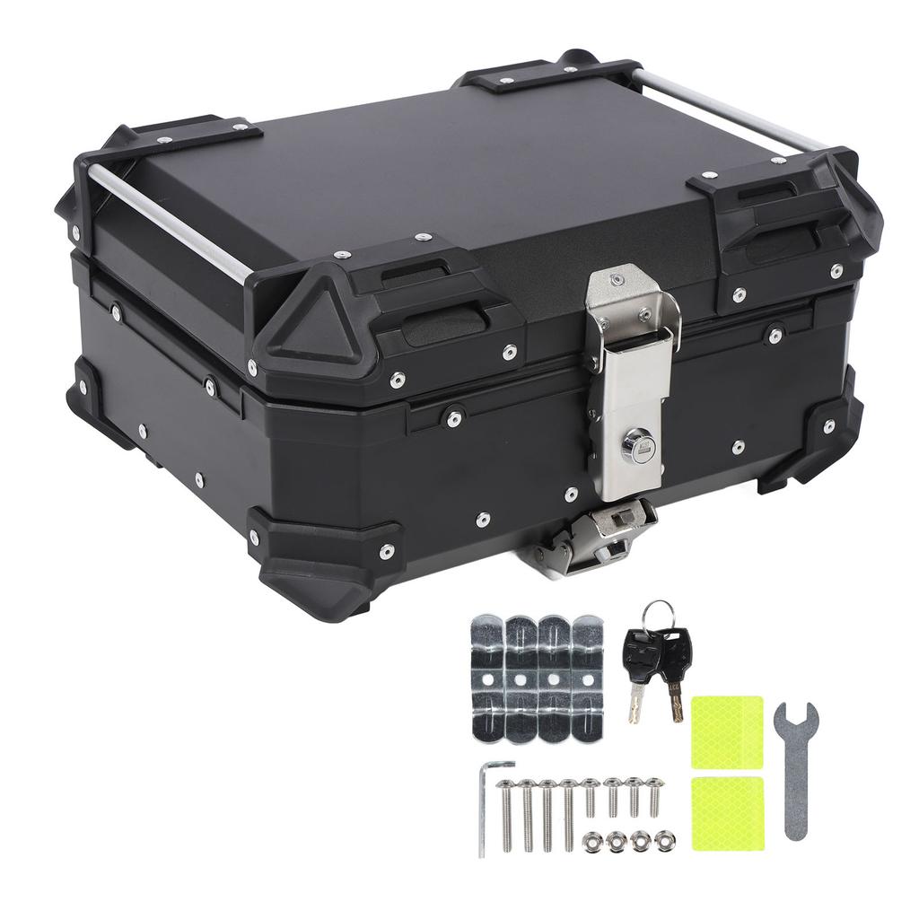 25L Motorcycle Top Box Aluminum Alloy Quick Release Water Resistant with Safety Lock Universal Rear Top Case for Helmet