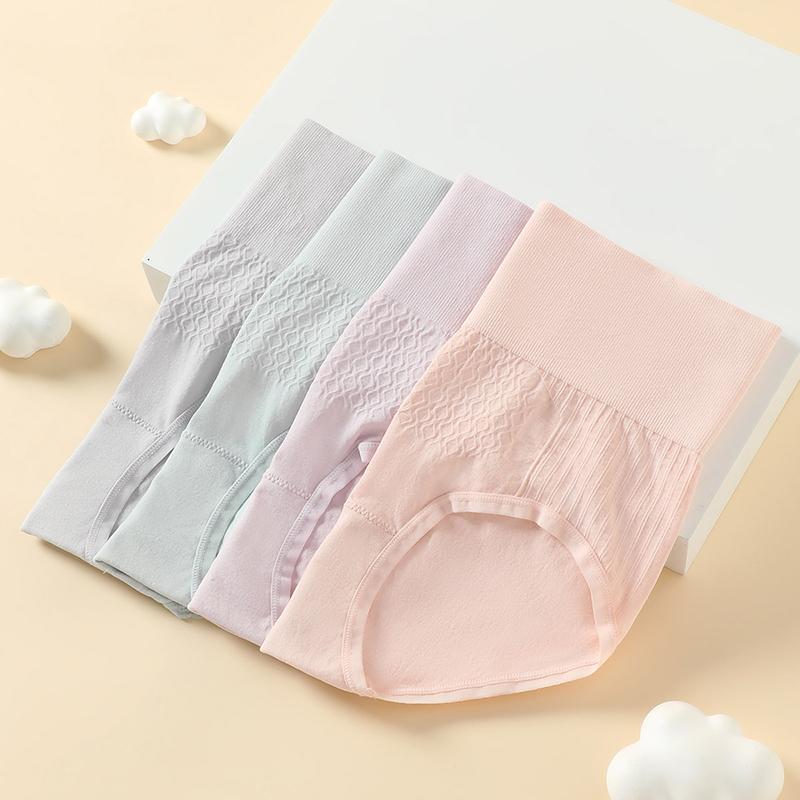 Fentenggan [Waist and Hip Lifting] 4 Pairs of High Waisted Underwear for Women, 7A Antibacterial Pure Cotton Crotch, Small Belly, Anti Pinch Buttocks