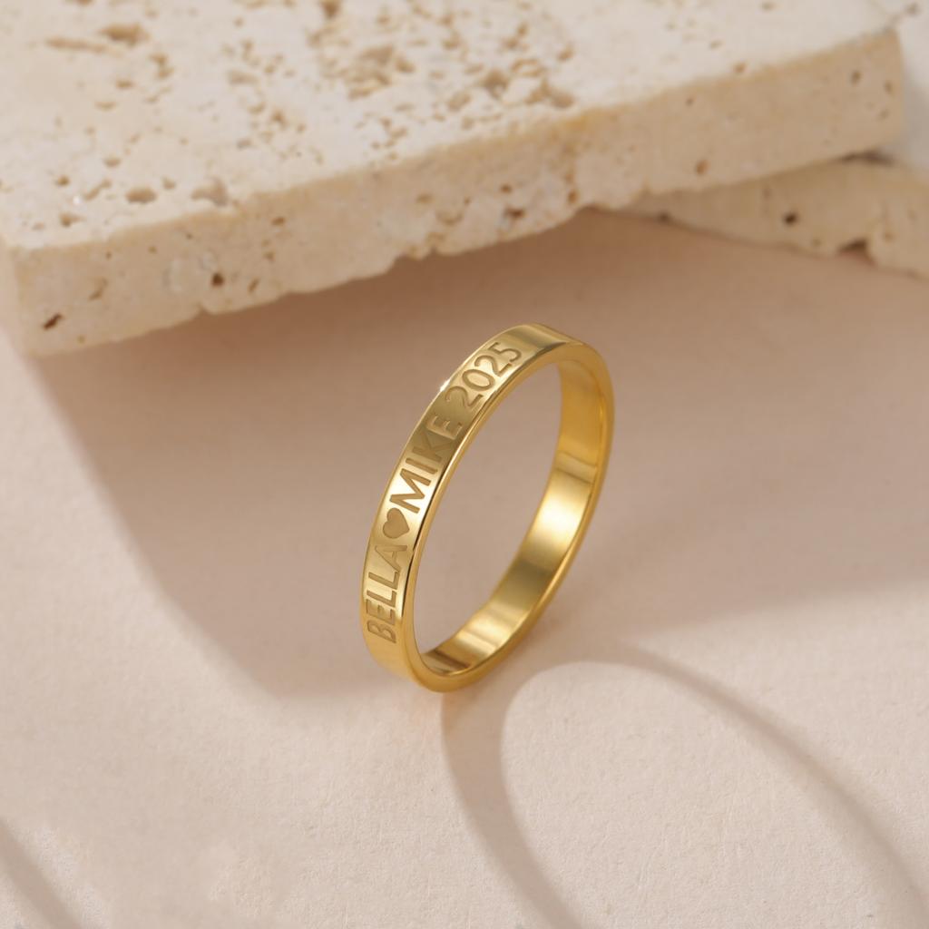 Cazador Engraving Name Rings for Women Men Stainless Steel Personalized Couple Dating Rings Jewelry Anniversary Birthday Gifts